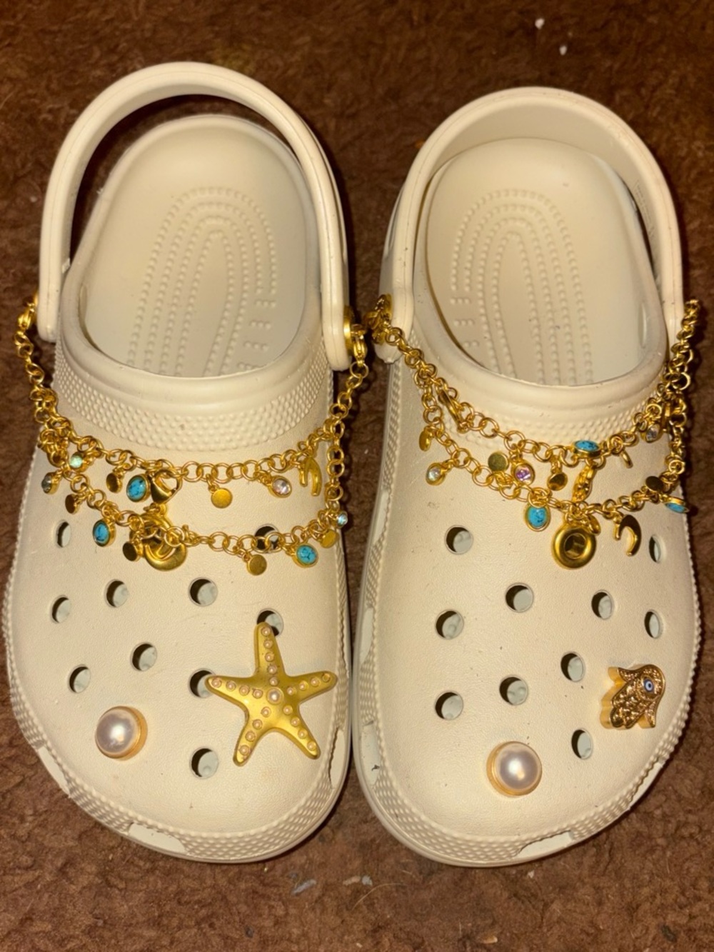 Rare Boho Gold Chain Ocean Crocs Bundle